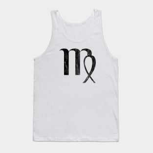 Virgo Zodiac Horoscope in Distressed Black Design Tank Top